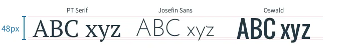 Different typefaces: offset variants